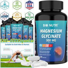 Lot Magnesium Glycinate 500mg 120 Capsules For Sleep Stress Relief Bone Support