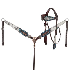 Showman Copper Hide Classics Browband Headstall & Breast Collar Set