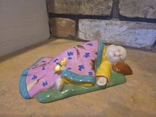 Herend Porcelain Sleeping Child Under Pink Flowered Blanket