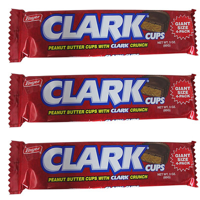 Clark Cups, Milk Chocolate Peanut Butter Bars with a Crunch, 3 Ounces, Pack of 3