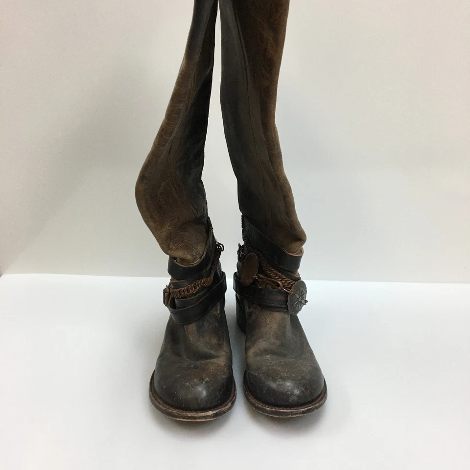 Freebird на Стивен Аспен ботинки 8 женщин коричневый кожаный колена Western ковбой - Изображение 4 из 4