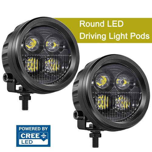 4X 4" 80W Cree LED Round OffRoad Driving Flood Spot Lights Work Pods 4WD+ Wiring - Picture 10 of 14