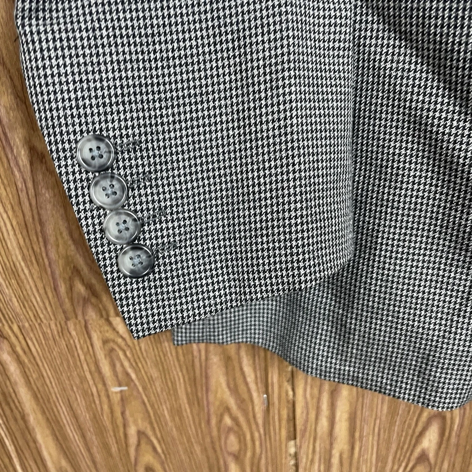 Adolfo Sport Coat Mens 40R Gray Multicolor Houndstooth Polyester Double Vented - Image 4 of 4