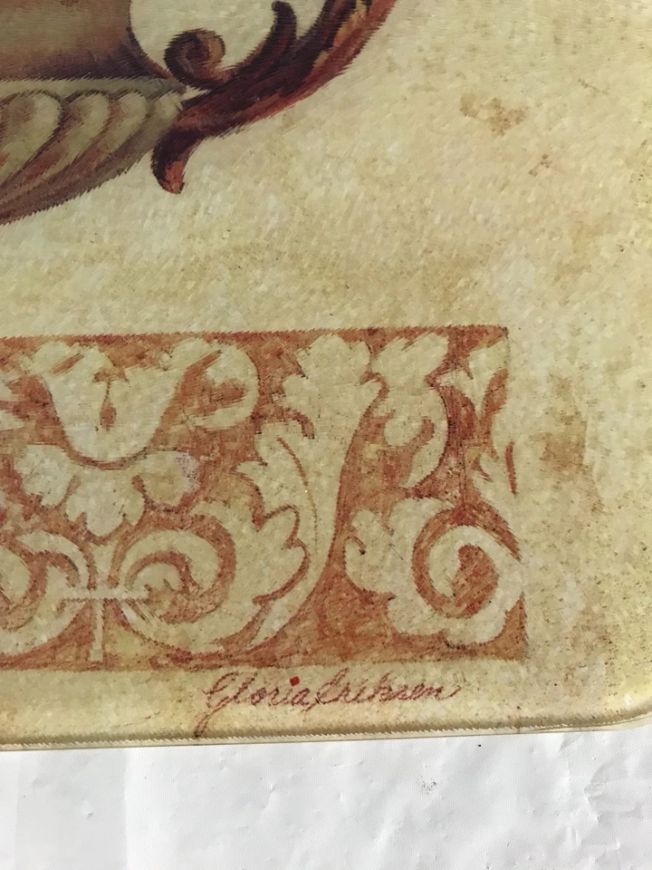 Tabla de cortar pimpinela de vidrio vintage Gloria Eriksen Classic Harvest 16" x 12" Foto 2 de 4