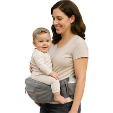 Ergonomic Baby Hip Seat Carrier Up To 45 Lbs Multiple Pockets Adjustable Grey