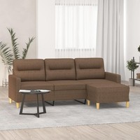 3-Sitzer-Sofa Mit Hocker Braun 180 Cm Stoff