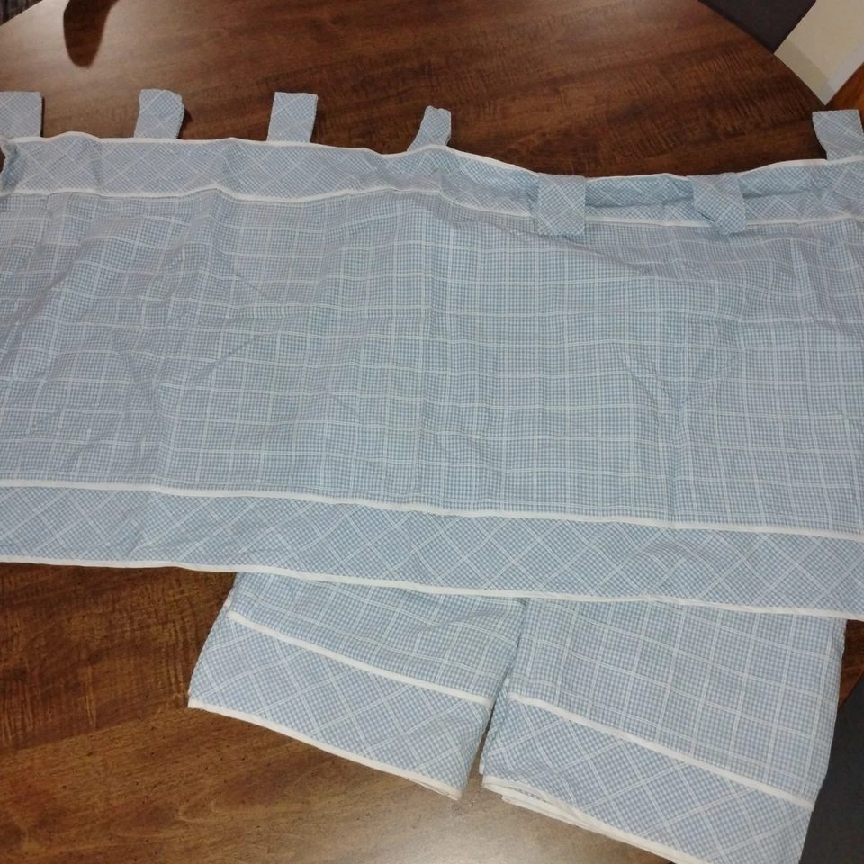 Juego de 3 Cenefas Cortina Guinga Azul y Blanco Calidad Náutica 24" X 39" Foto 2 de 4