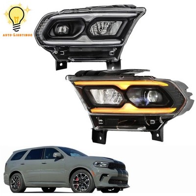 For 2021-2023 Dodge Durango Pair of Full LED Black Headlights Headlamps Assembly