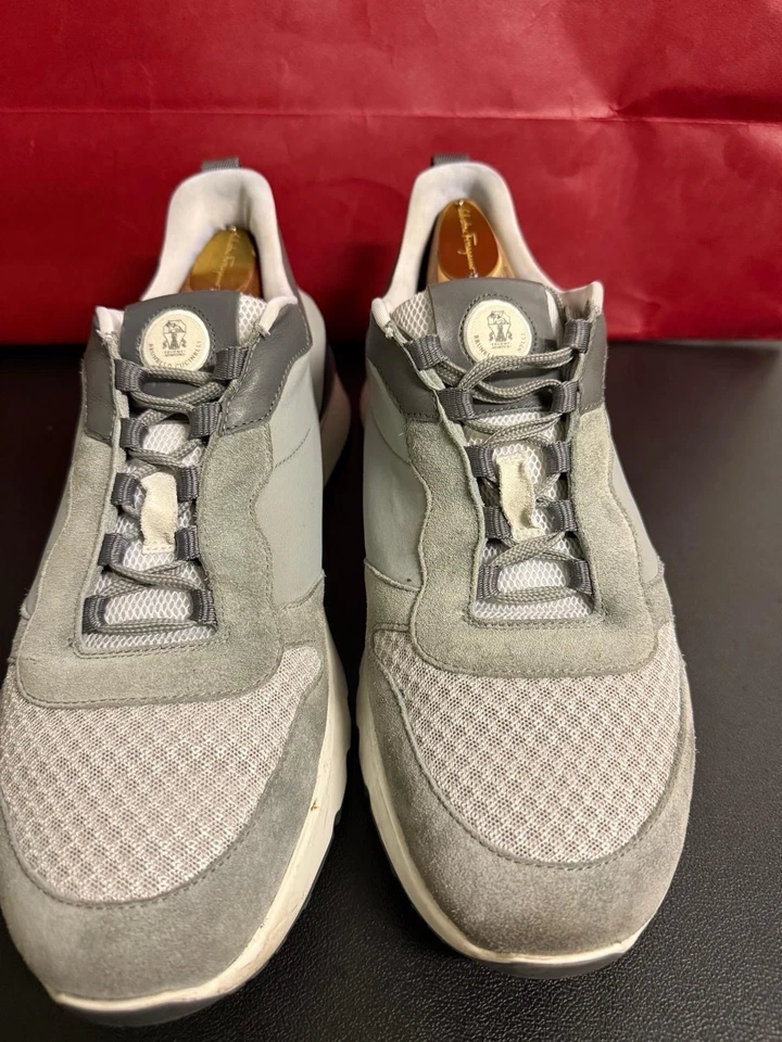 Brunello Cucinelli Zapatillas Hombre Gamuza Malla Deporte Vestido Informal Zapatos 10.5 $1280 Foto 3 de 4