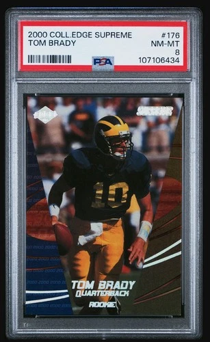 PSA 8 Tom Brady 2000 Edge Supreme #176🔥Rookie Card #0754/2000