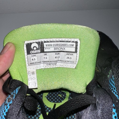 Osiris Bronx NYC83 Mens Size 8.5 Black Green Blue High Top Skater Sneakers Shoes - Picture 6 of 7