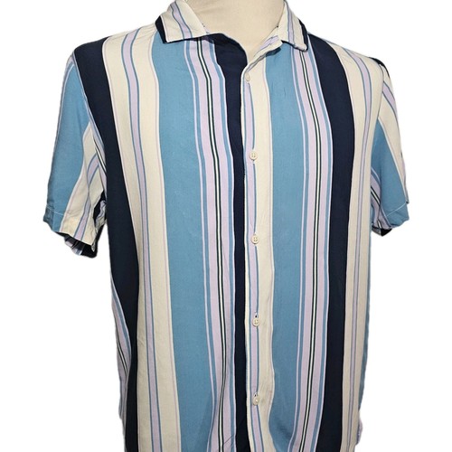 Denim & Flower Ricky Singh Shirt Mens Large White Blue Short Sleeve Button Up - Picture 4 of 11