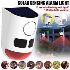 SSolar Outdoor Motion Sensor Alarm with Strobe Light for Yard Farm Garden NEW