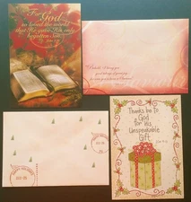 "Verses Of The Bible", (2) Leanin' Tree Christmas Cards, New With (2) Envelopes