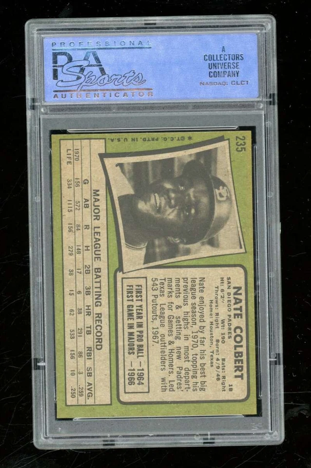 1971 Topps Nate Colbert #235 PSA 7 San Diego Padres IC108 - Image 2 of 2
