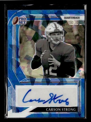 2022 Pro Set Metal #PA-CS1 Carson Strong Crystal Blue Auto #/25 Nevada Wolf Pack
