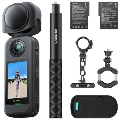 Action Camera 5.7K 360 Video 48MP Sensors 72MP Photo AKASO Cycling Combo- Selfie