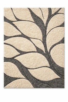 Hand-Tufted New Zealand Wool Rug | Organic Modern Leaf Pattern | Ivory Cream Rug