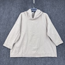 Bryn Walker Beige Lagenlook Quiet Luxury Hoodie 100% Cotton Size S Made in USA