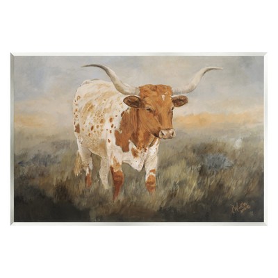 Longhorn Cattle Grazing Wall Plaque Art, Design by Kathy Winkler