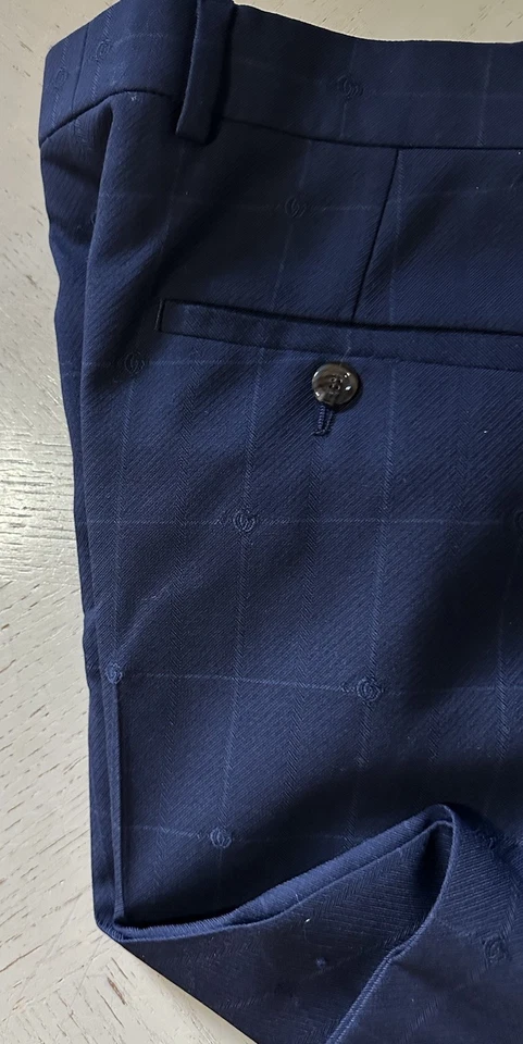 Pantalones de vestir Gucci para hombre GG Overcheck azul 34 EE. UU. (50 UE) Italia con etiquetas nuevos con etiquetas $1950 Foto 4 de 4
