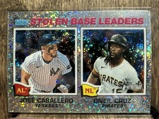 2026 Topps Heritage 2025 Stolen Base Leaders Caballero Cruz #4 Silver Sparkle