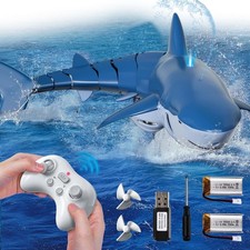 Remote Control Shark Toy - 1:18 Scale RC Fish Boat for Pool, Light Spray, Gift