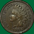 1901 Indian Head Cent Almost Uncirculated AU Coin, Details #41090
