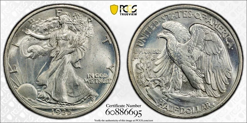 1935 P Half Dollars Liberty Walking PCGS MS-66