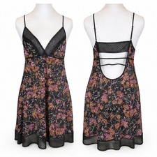 Victoria  s Secret Floral Slip Dress L Open Back Lace Trim New With Tags