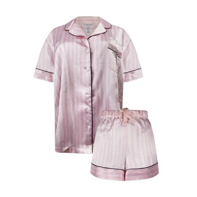 Victoria's Secret kurzer Schlafanzug Satin gestreift pink X Large Damen - pink