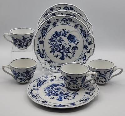Blue Danube Blue Onion Snack Set or Tea & Toast Set of 4 Banner Mark