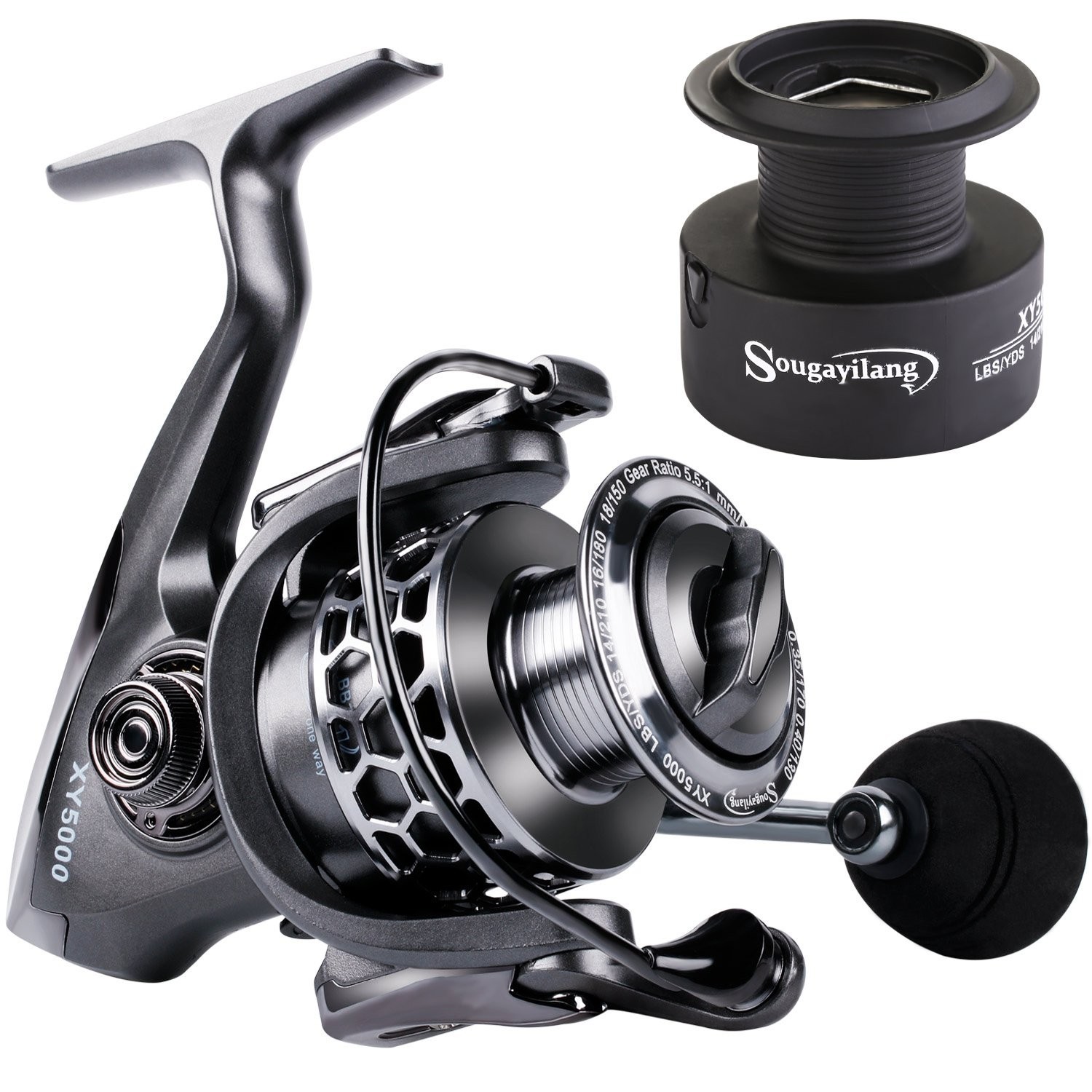 Sougayilang Fishing Reel 13+1BB Light Weight Ultra Smooth Aluminum Spinning F...