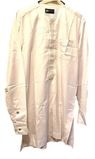Men's White Cotton Embroidered Indian Kurta, Size 40 CM Medium Yungmosco