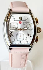 MICHELE SWISS MADE CHRONOGRAPH PINK RELEVE  SILVER WATCH, MWW19A000036, NIB