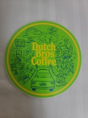 Dutch Bros Coffee Sticker Old School  Wake Up City Scape Sunrise 41 - FREE SHIP