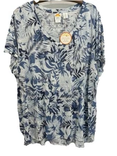 C&C California T-shirt womens 3X New  NWT shirt Sleeve LINEN (T1654Z)