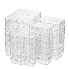 30 Pack Small Clear Plastic Beads Storage Containers Box Mixed Sizes Rectangu...