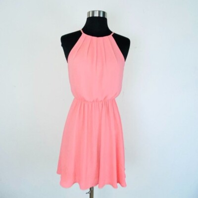 lush blouson chiffon skater dress Lush Dress Womens Blouson Chiffon Skater Keyhole Closure Pretty Cute XS