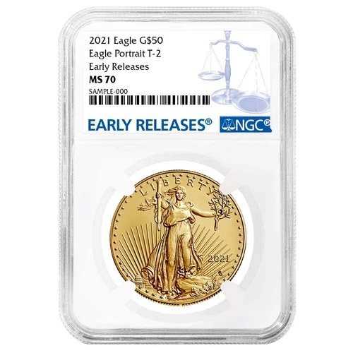 2021 $50 Type 2 American Gold Eagle 1 oz NGC MS70 ER Blue Label