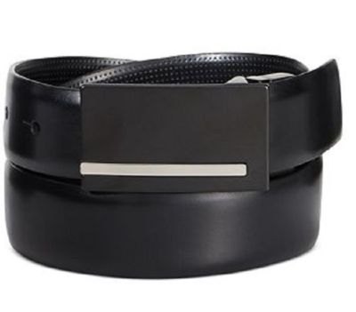 $85 Alfani Men Black Faux Leather Reversible Plaque Buckle Casual Dress Belt 40