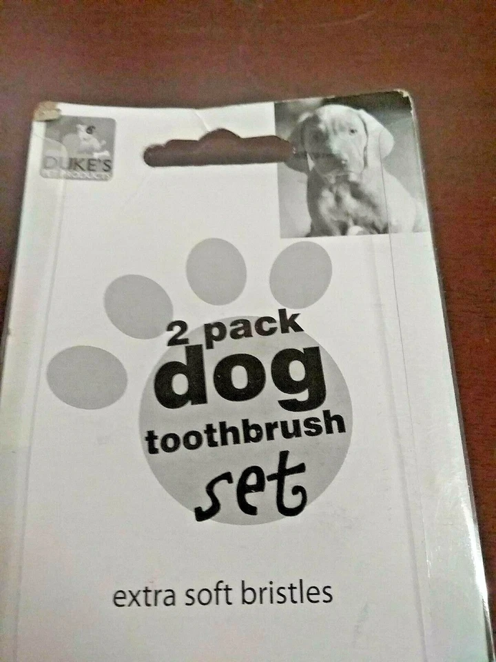 Paquete de 2 cepillos de dientes Duke's Dog cerdas suaves de doble extremo mango de 8" nuevo en paquete Foto 3 de 3