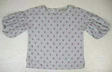 Women's Loft Top Shirt Size S Small Striped Floral 100% Cotton Casual 