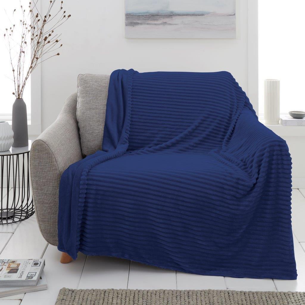 Striped Fleece Chunky Rib Duvet Cover Set Teddy Ribbed Faux Fur Throw