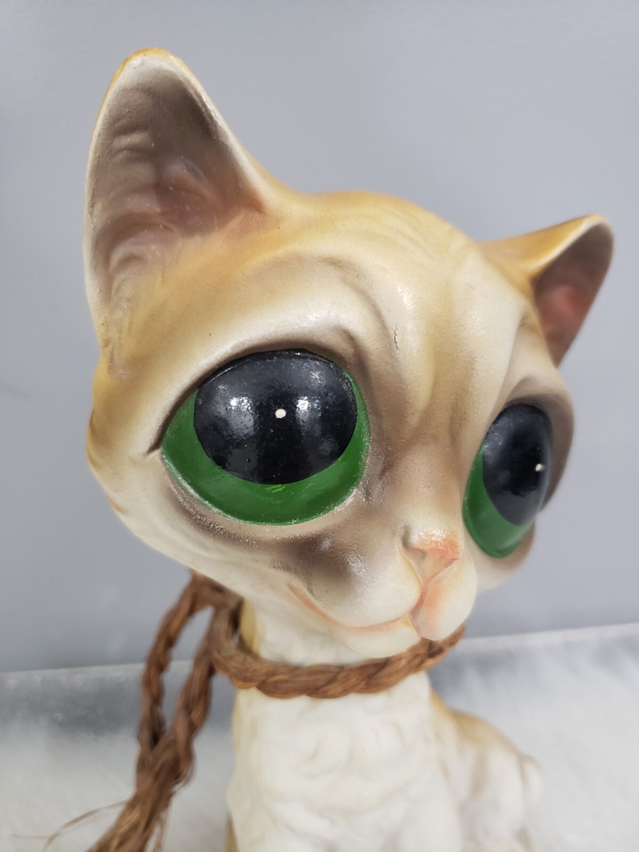 ビンテージ Enesco製 Big eye Cat 置物 陶器 猫 ねこ VINTAGE ENESCO BIG EYED KITTY CAT FIGURINE JAPAN SAD KEANE
