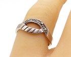 925 Sterling Silver Vintage Marcasite Etched Detail Band Ring Sz 7.5 RG3751 — photo 1