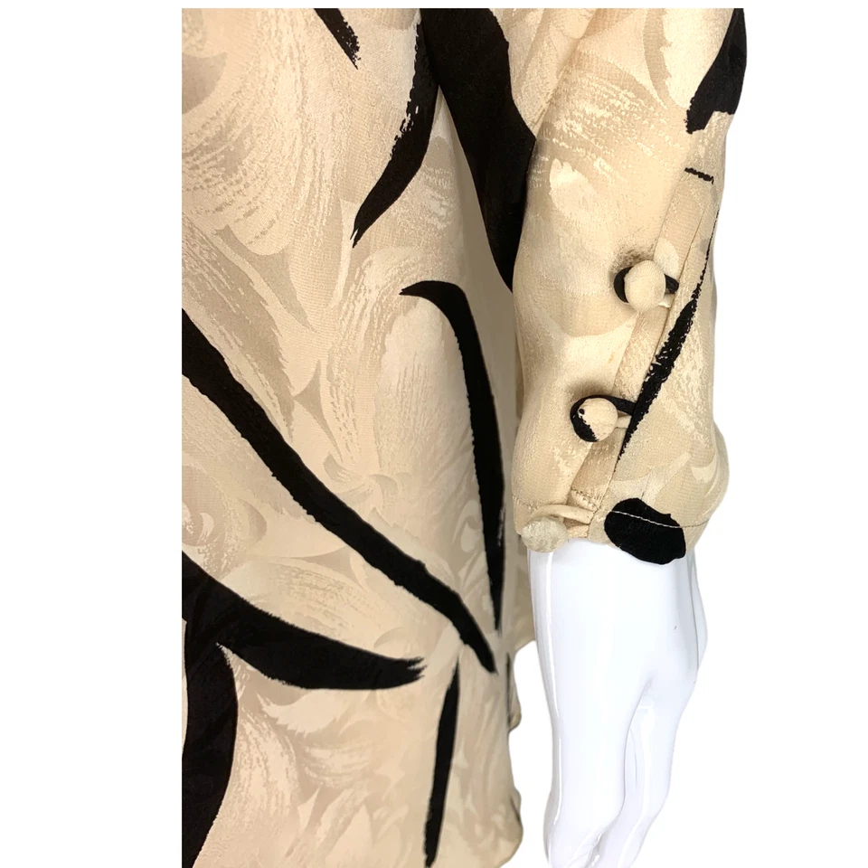 Conjunto de 2 piezas chaqueta de vestir vintage años 80 Saint Romei talla 8 100 % seda abstracta Corea Foto 4 de 4