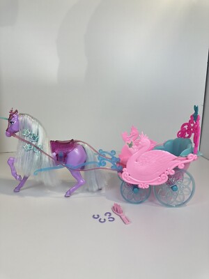 Vintage Barbie Swan Lake Lila Unicorn And Carriage Playset 2003