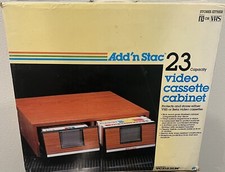 NEW Vintage Add'N Stac Audio Cassette Tape Storage Wood Grain 23 Tapes