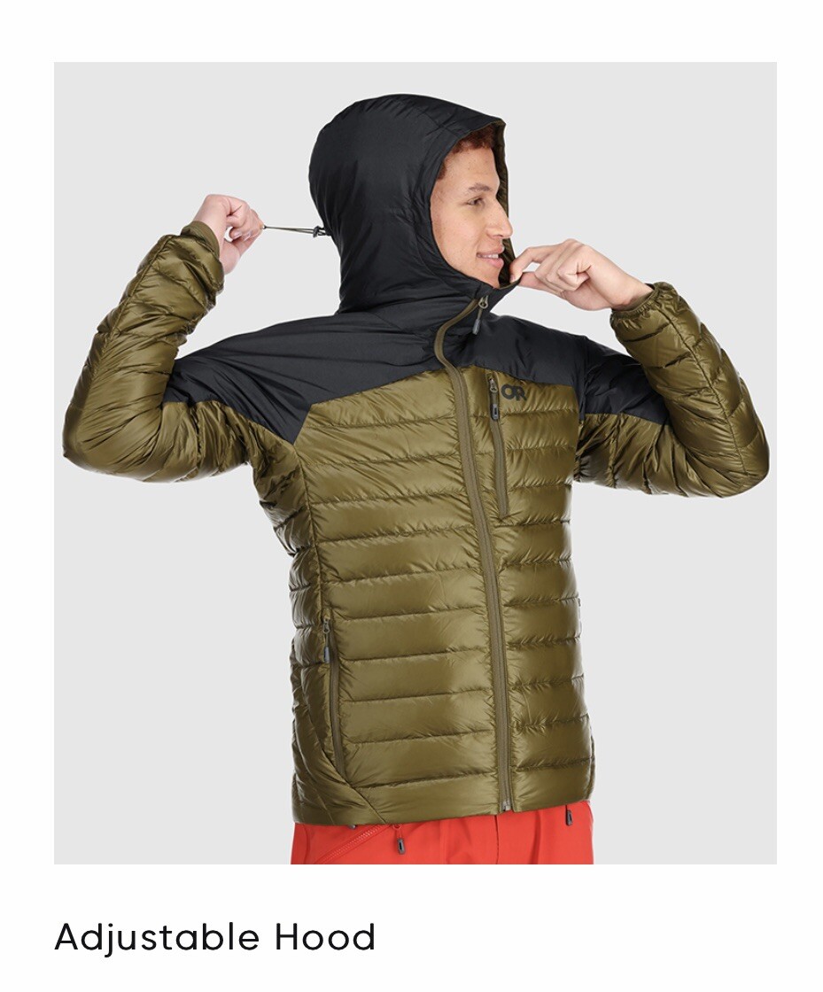 NWT Outdoor Research Men's Helium Down Hooded Jacket Naval Blue SMALL